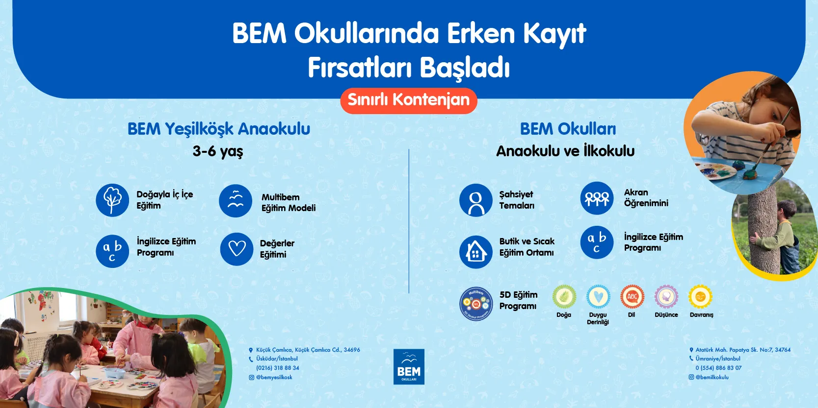 BEM Okulları erken kayıt avantajı